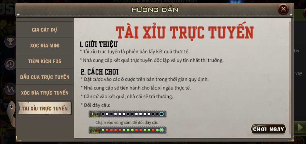 Những cửa cược trong game bài Tài Xỉu của B52