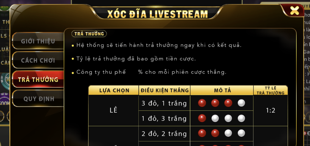 Thuật ngữ trong tựa game Xóc Đĩa Livestream tại Go88