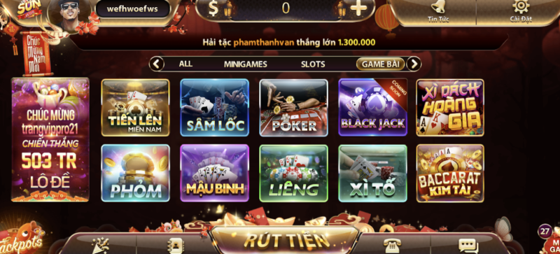 Điểm qua 1 vài tựa game bài đổi thưởng đỉnh cao tại Sunwin