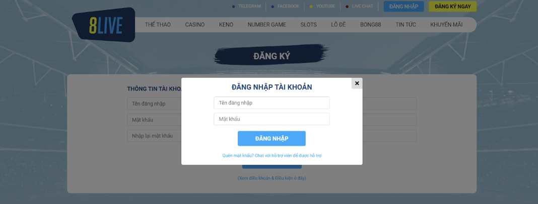 Các bước đăng nhập tài khoản game bài đổi thưởng 8live